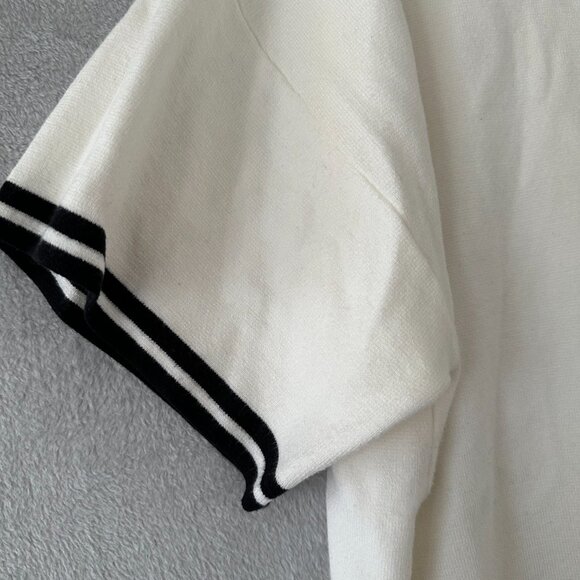 Abercrombie & Fitch LuxeLoft Cropped Sweater Tee in White and Black, Size XL - Picture 4 of 11